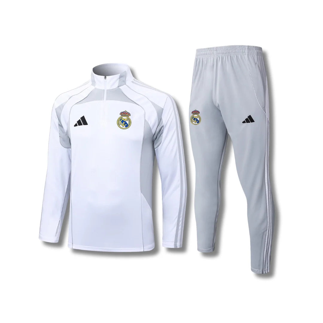 Real Madrid White/Grey Tracksuit - front view