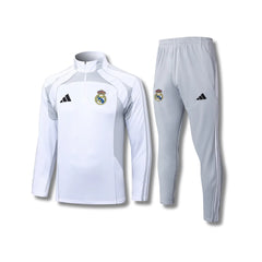 Real Madrid White/Grey Tracksuit - front view
