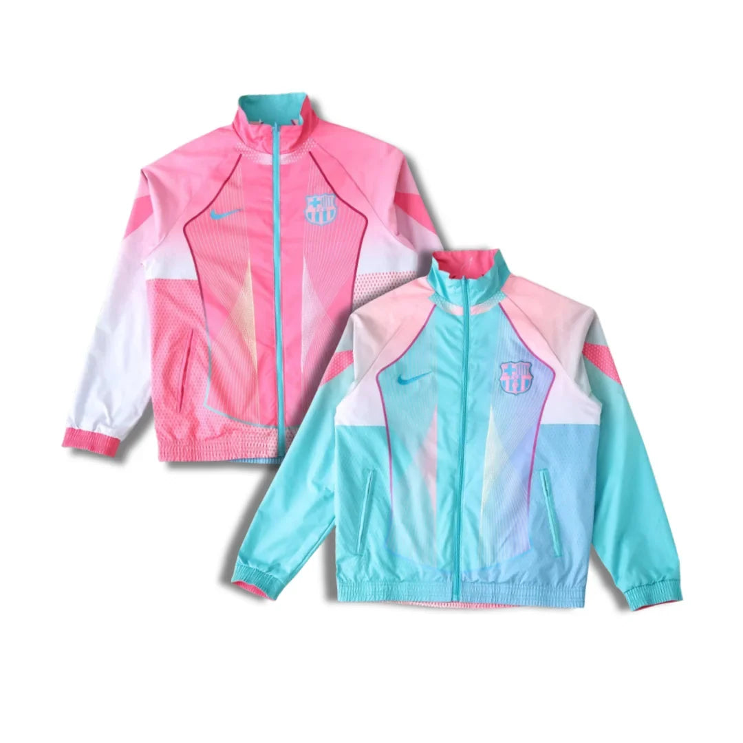 Barcelona Pink/Blue Reversible Windbreaker - front view