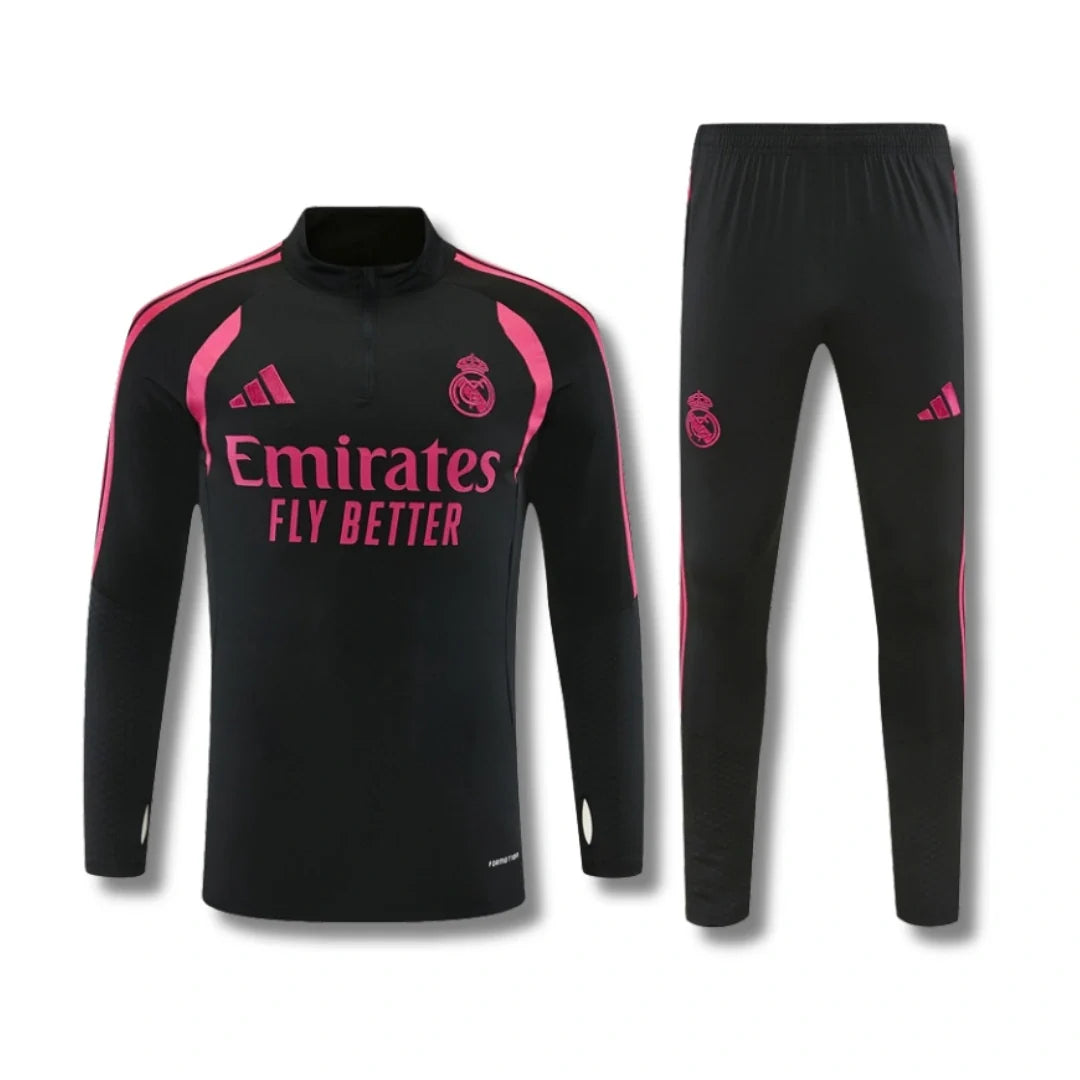 Real Madrid Black/Pink Tracksuit 26/27 - front view