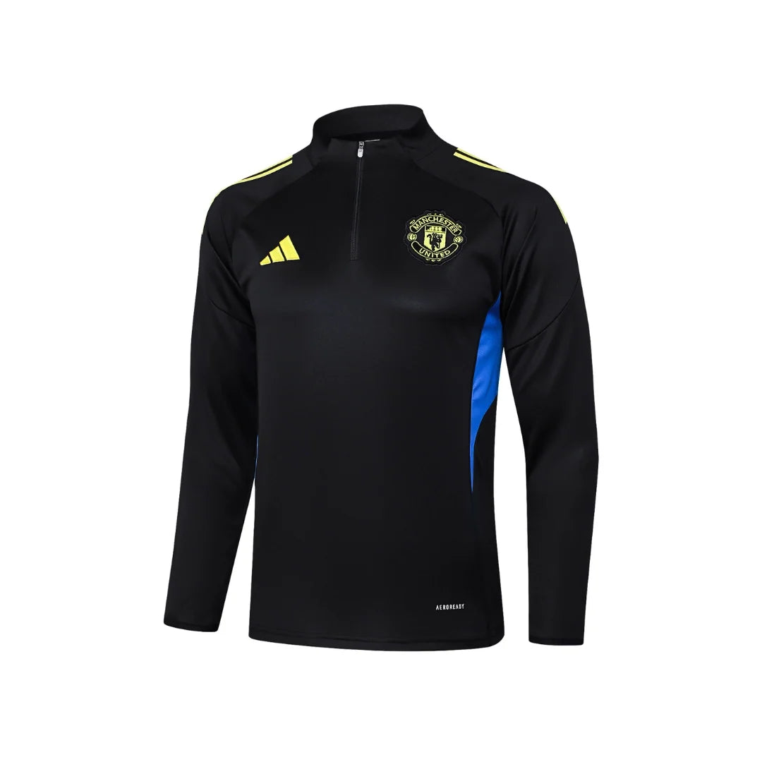 Manchester United Black/Neon Tracksuit - back view