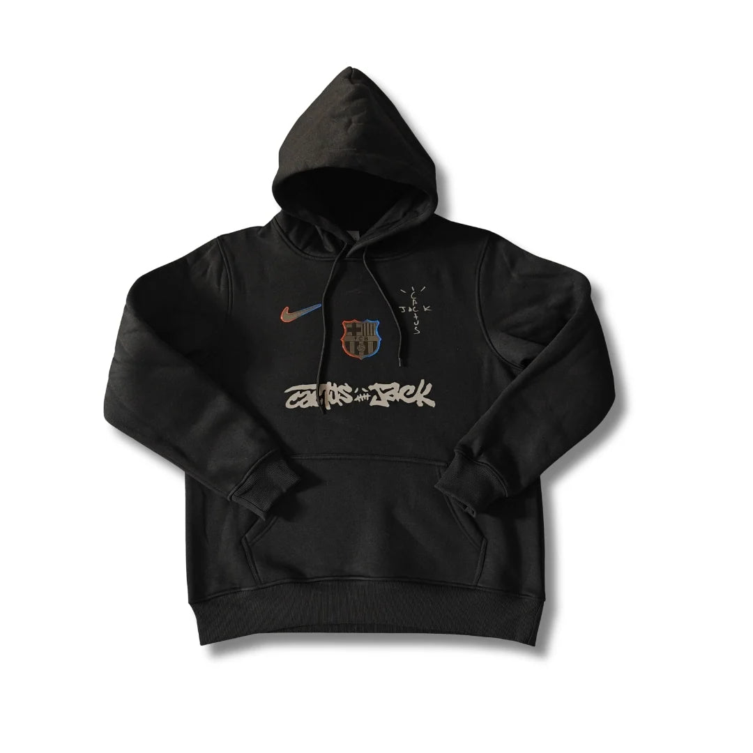 Barcelona x Travis Scott Black Hoodie - front view