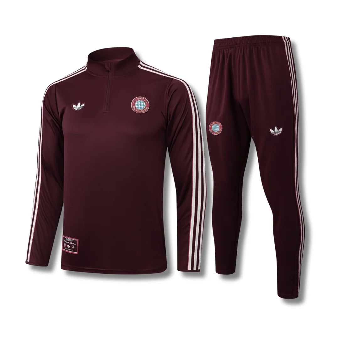 Bayern White/Burgundy Tracksuit - front view