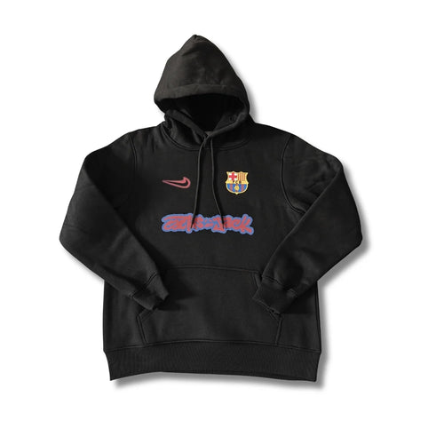 Barcelona x Travis Scott Reversed Nike Swoosh Black Hoodie - image 1