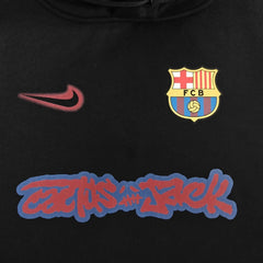 Barcelona x Travis Scott Reversed Nike Swoosh Black Hoodie - back view