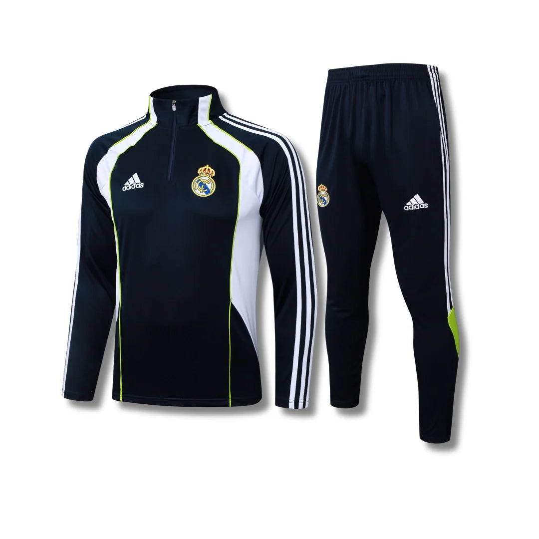 Real Madrid Black/White Tracksuit - front view