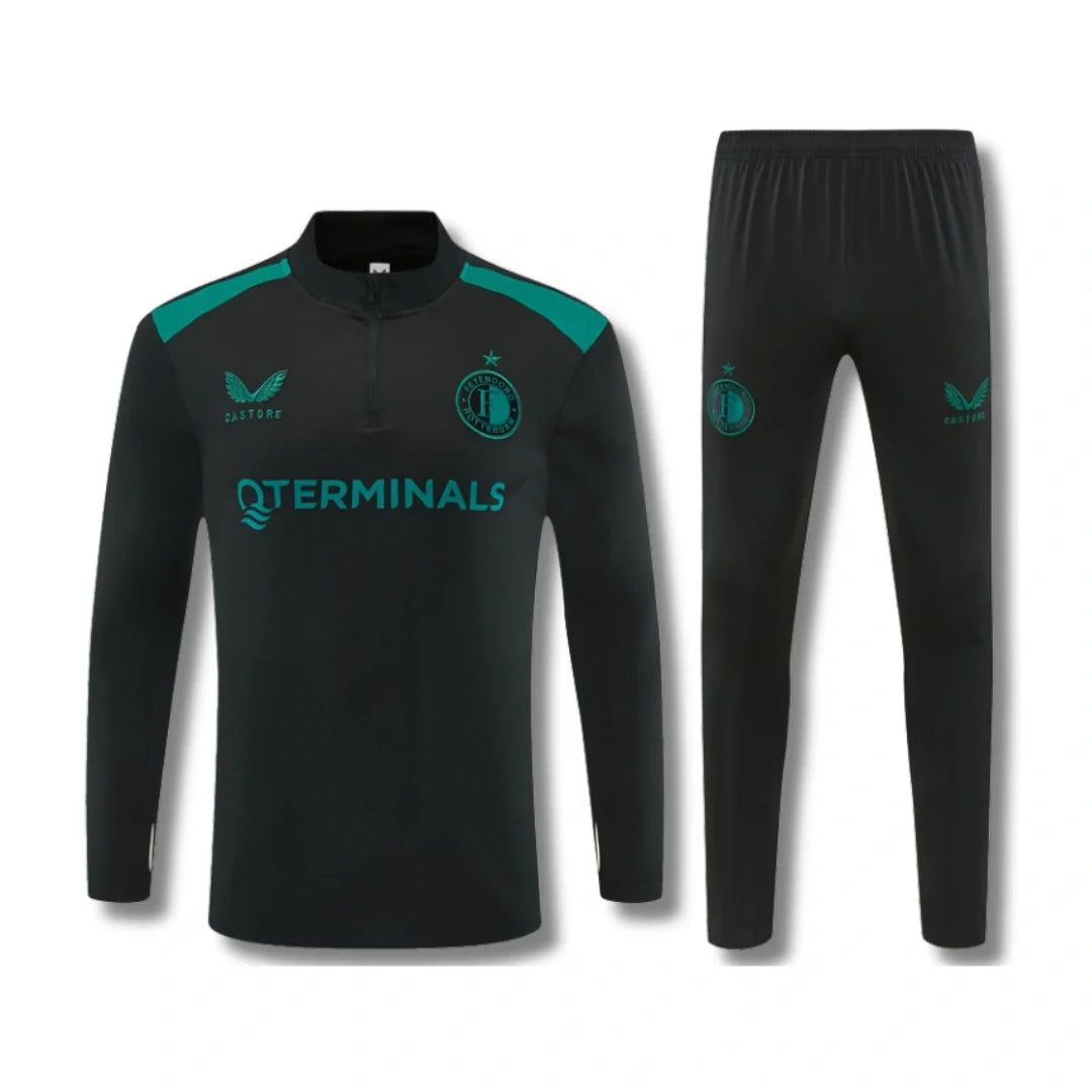 Feyenoord Black/Green Tracksuit 26/27 - front view