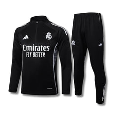Real Madrid Black/White Tracksuit - front view