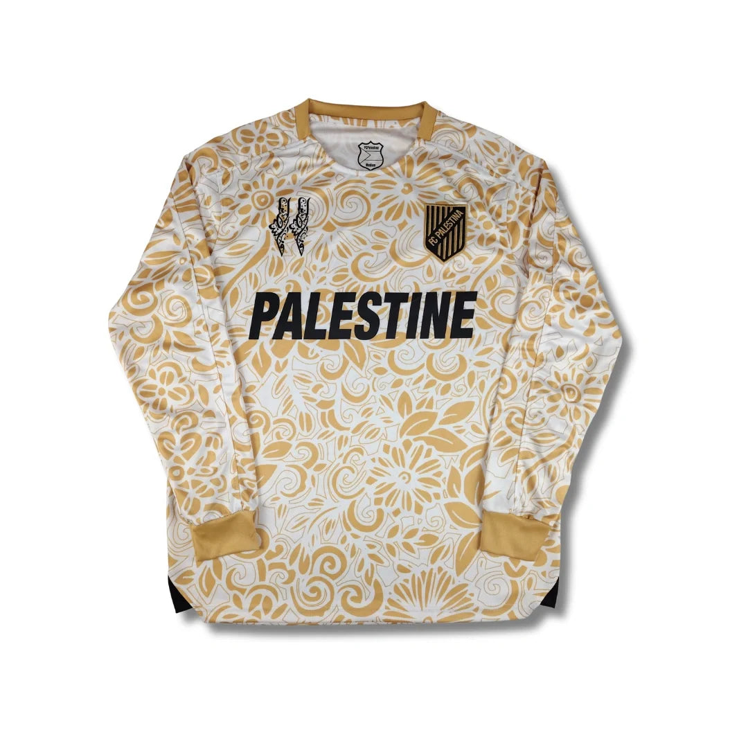 Palestine White Floral Long Sleeve - Exclusive (English) - front view