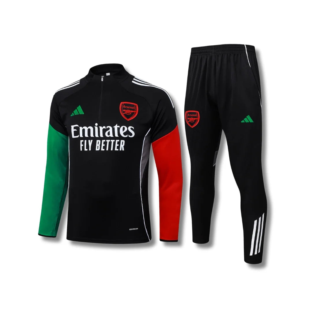 Arsenal Black/Red/Green Tracksuit - front view