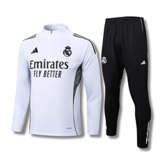Real Madrid White/Black Tracksuit - front view