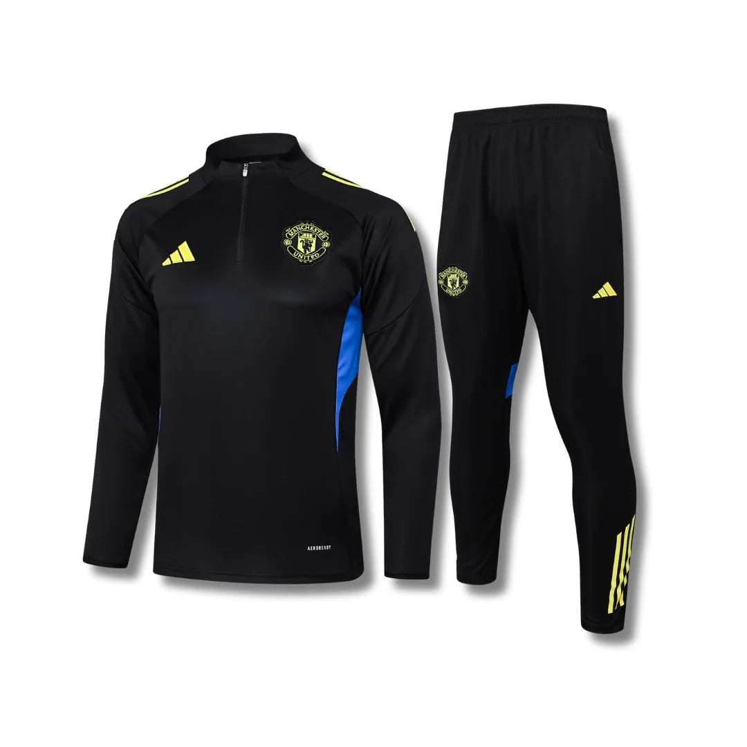 Manchester United Black/Neon Tracksuit - front view
