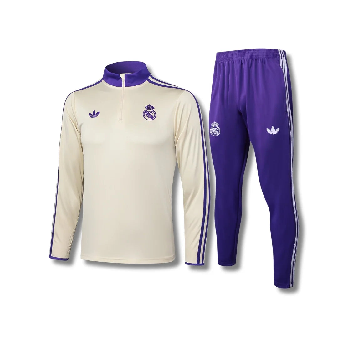 Real Madrid Cream/Purple Tracksuit - front view