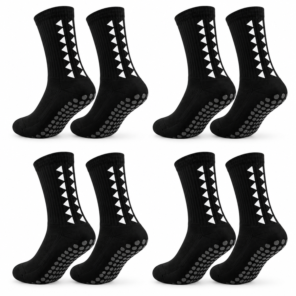 Grip Black Socks 4 PAIRS - front view