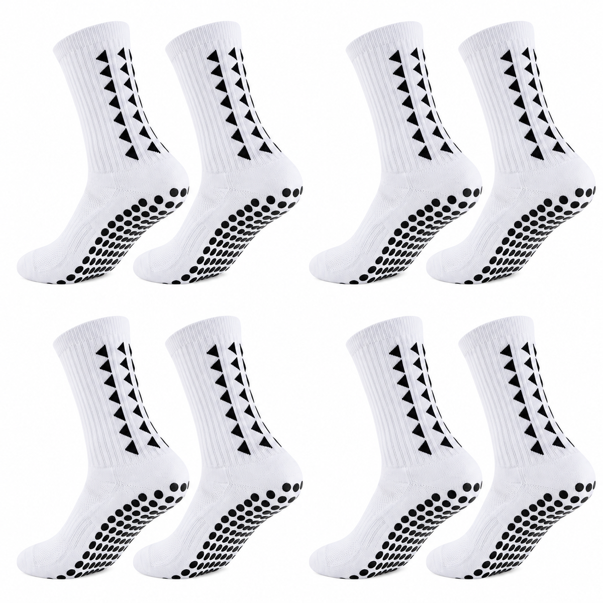 Grip White Socks 4 PAIRS - front view